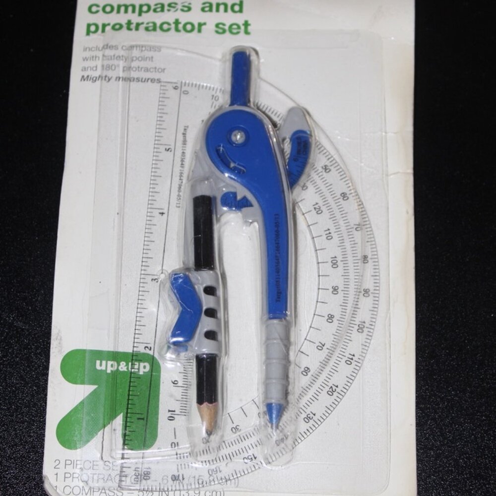 Vintage Up&Up Universal Locking Compass 5.5 inches and Protractor Set 6 NEW